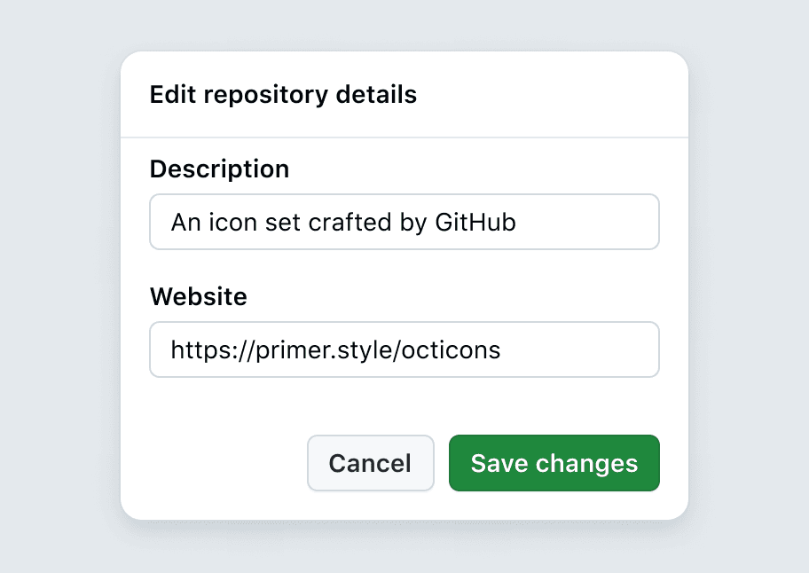 A small form in a dialog that has 'Cancel' and 'Save' buttons at the bottom right