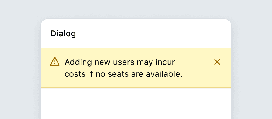 Do: A banner sitting flush at the left, top and right edge within a dialog.