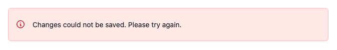 Danger Flash displaying an error message