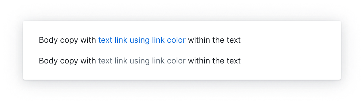 Links using the accent color and a muted grey both with a 3:1 contrast against the default text color