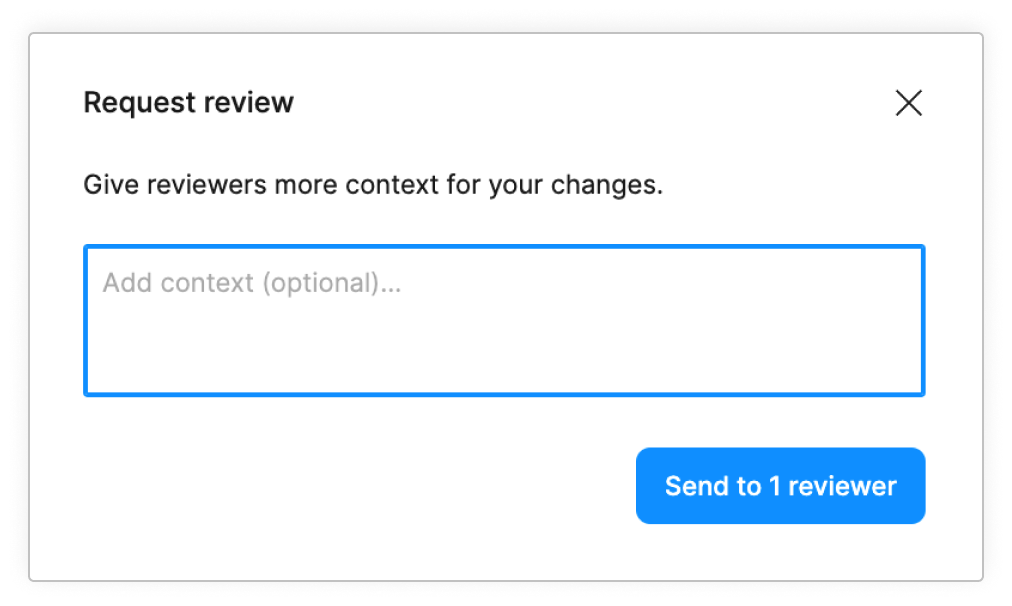 Screenshot showing the request review text dialog in figma